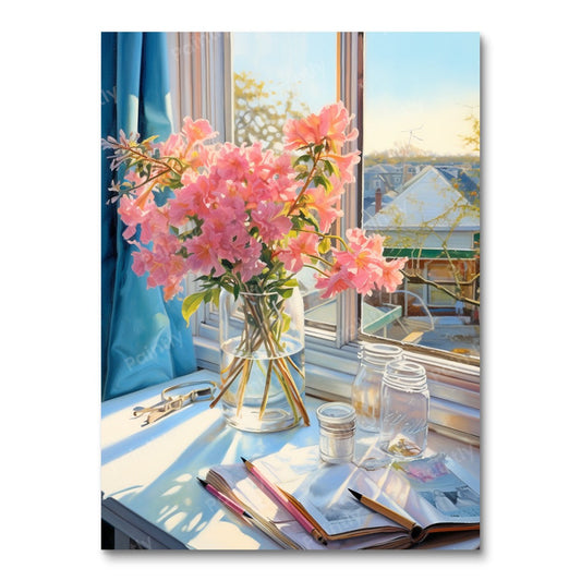 Bloemenvenster (diamond painting)