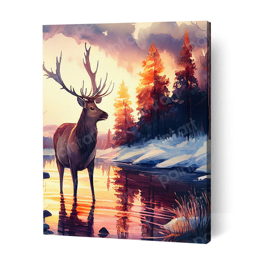 Herten bij de rivier I (diamond painting)