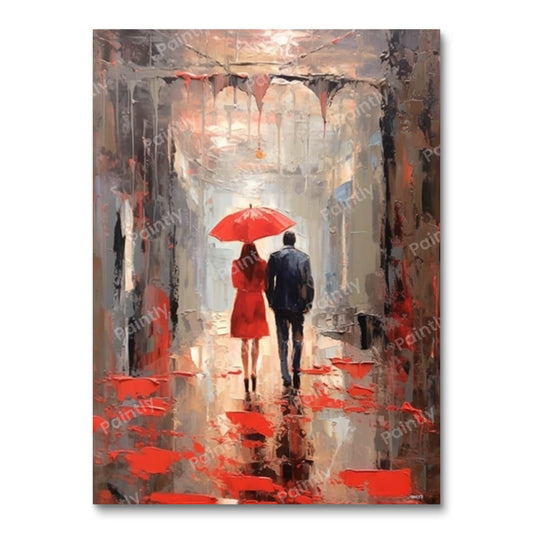 Wandelen in de regen (diamond painting)