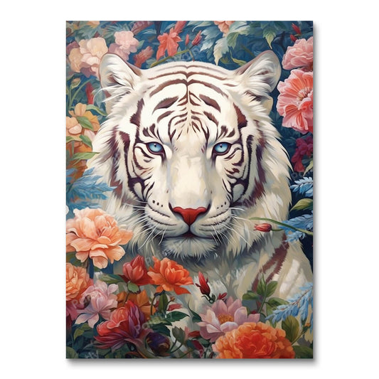 Bloemen Witte Tijger (Diamond Painting)