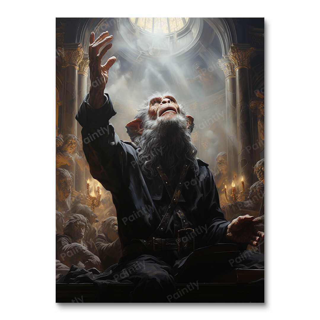 Cherubijnse chimpansee (diamond painting)