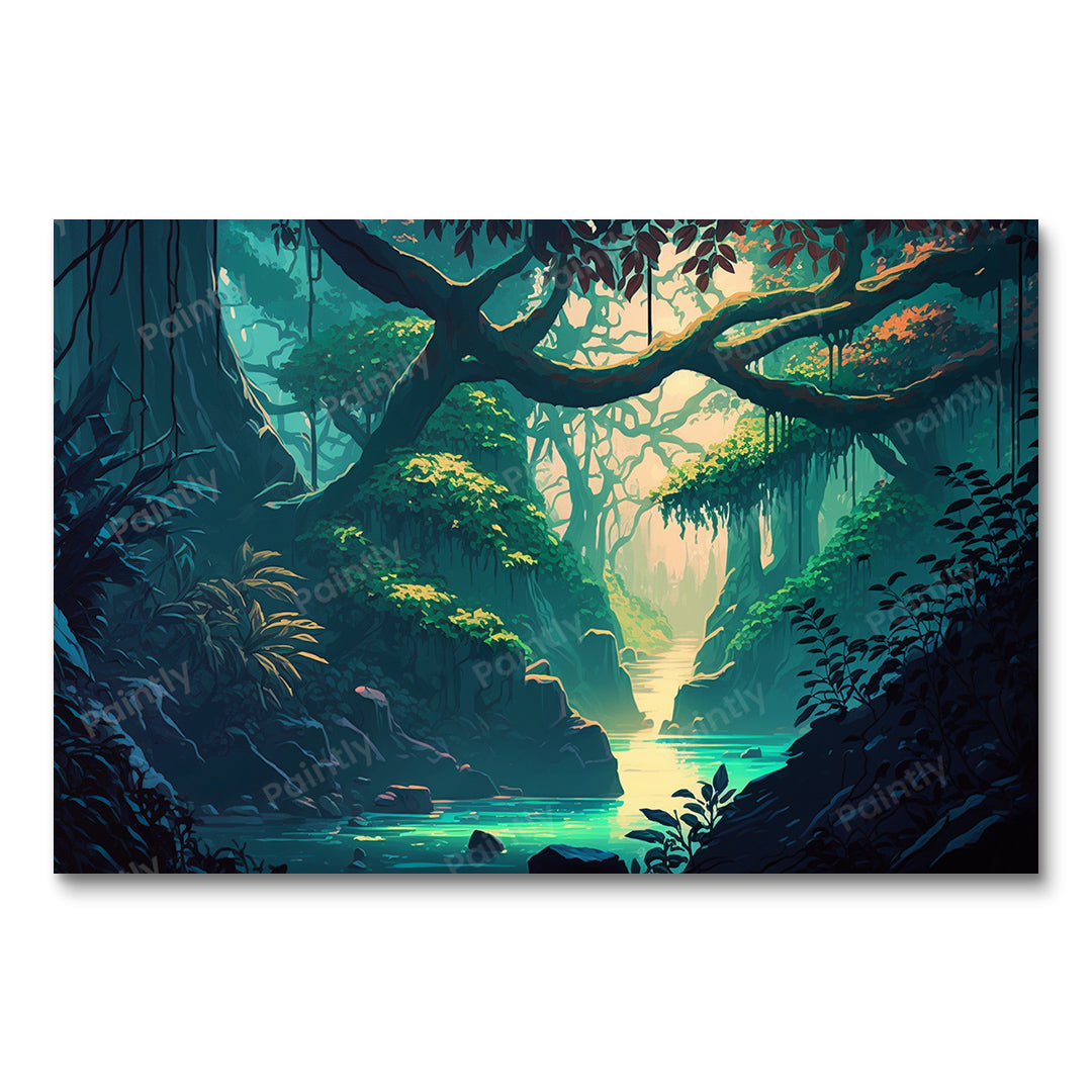 Mystic Mist Jungle Oase (Diamond Painting)