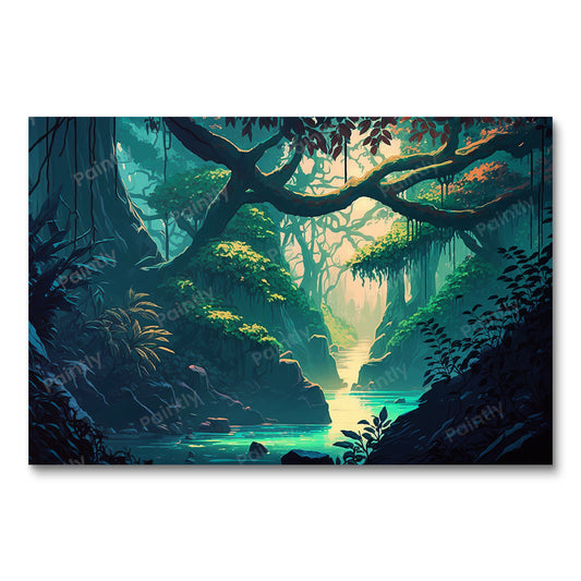 Mystic Mist Jungle Oase (Diamond Painting)