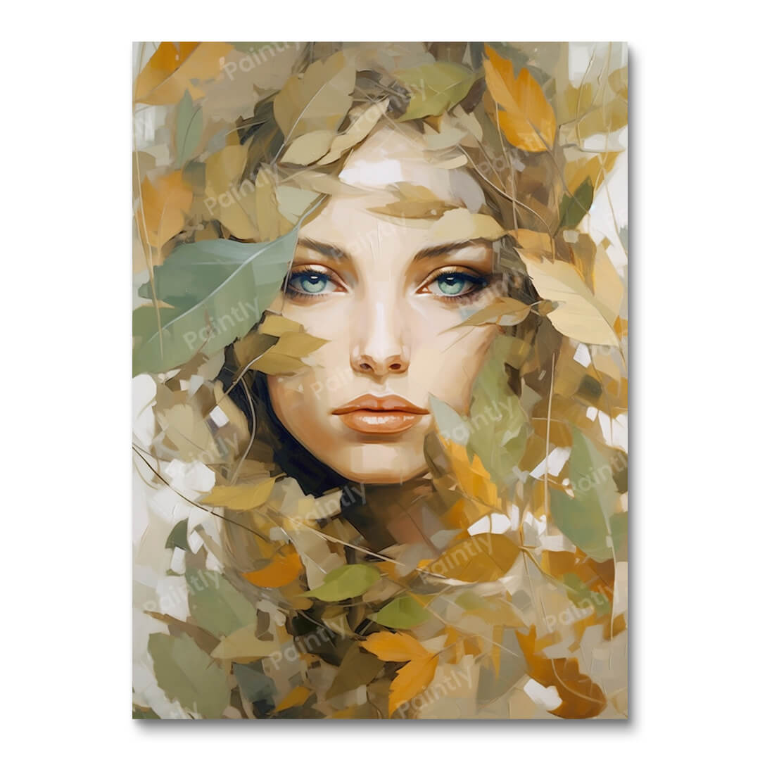 Glanzend groen flora gezicht (diamond painting)