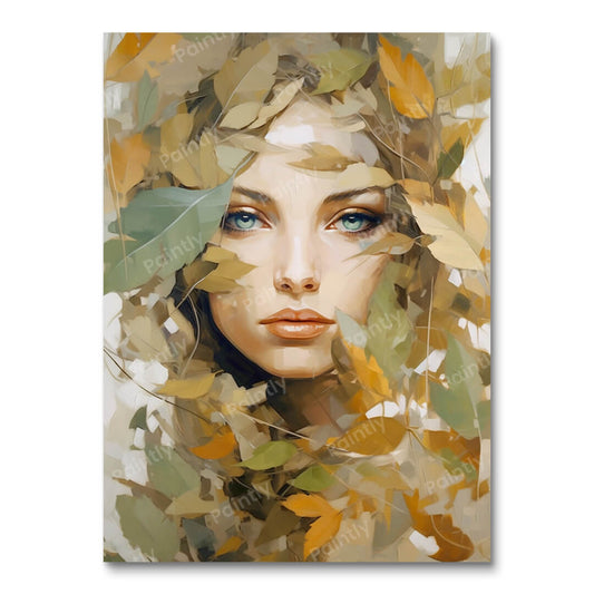 Glanzend groen flora gezicht (diamond painting)