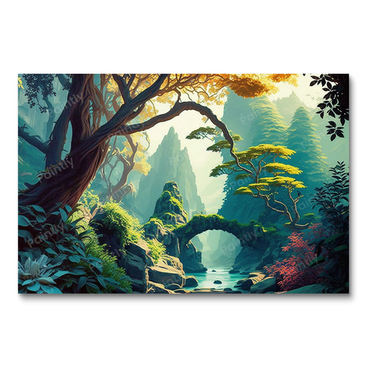 Betoverde regenwoudstroom (diamond painting)