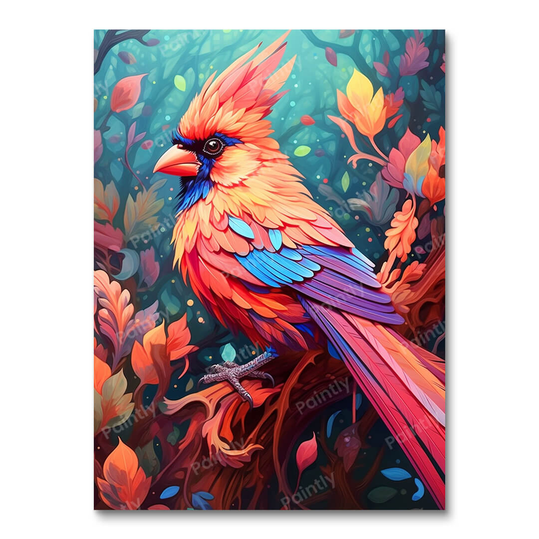 Levendige kardinaal (diamond painting)