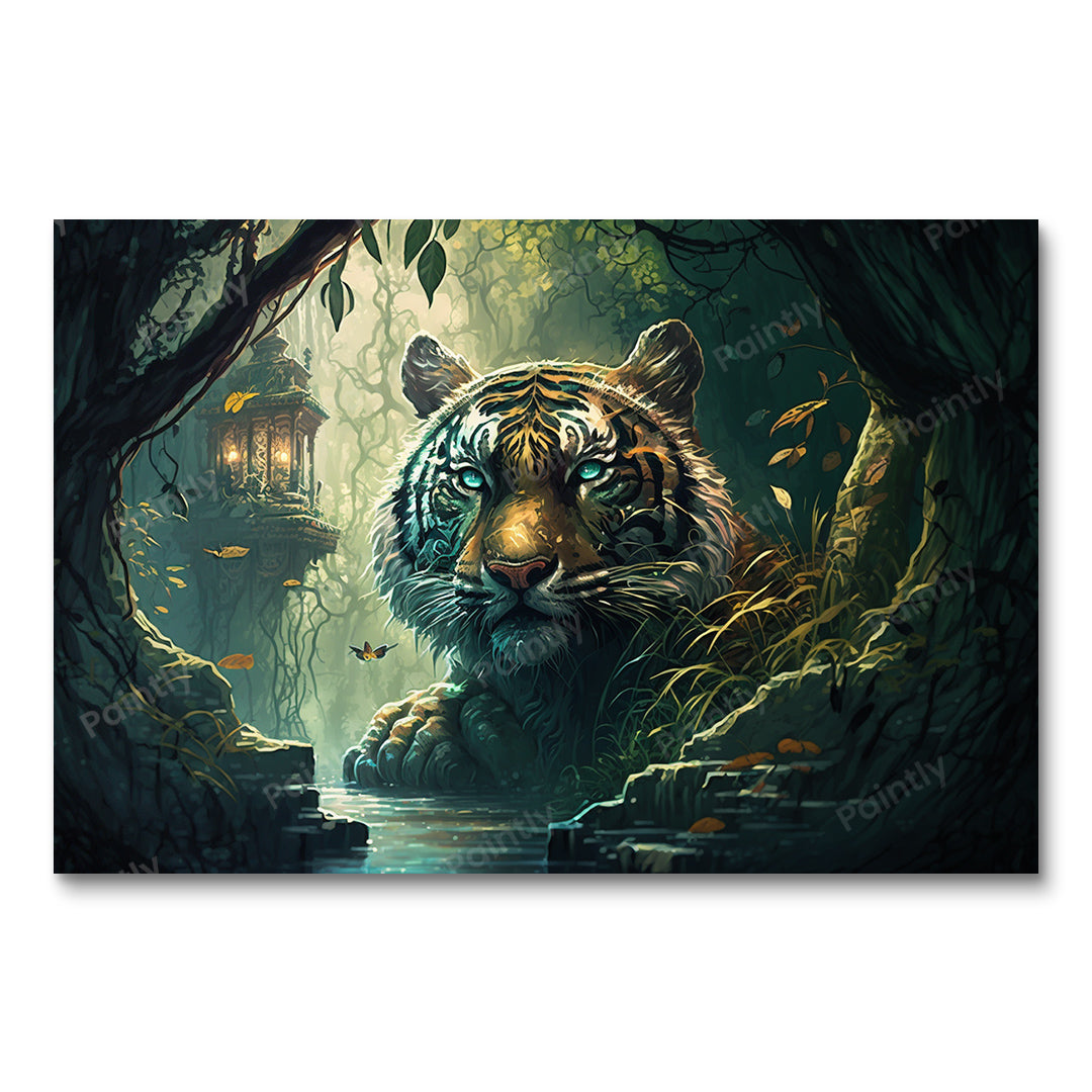 Blauwogige top van de jungle (diamond painting)
