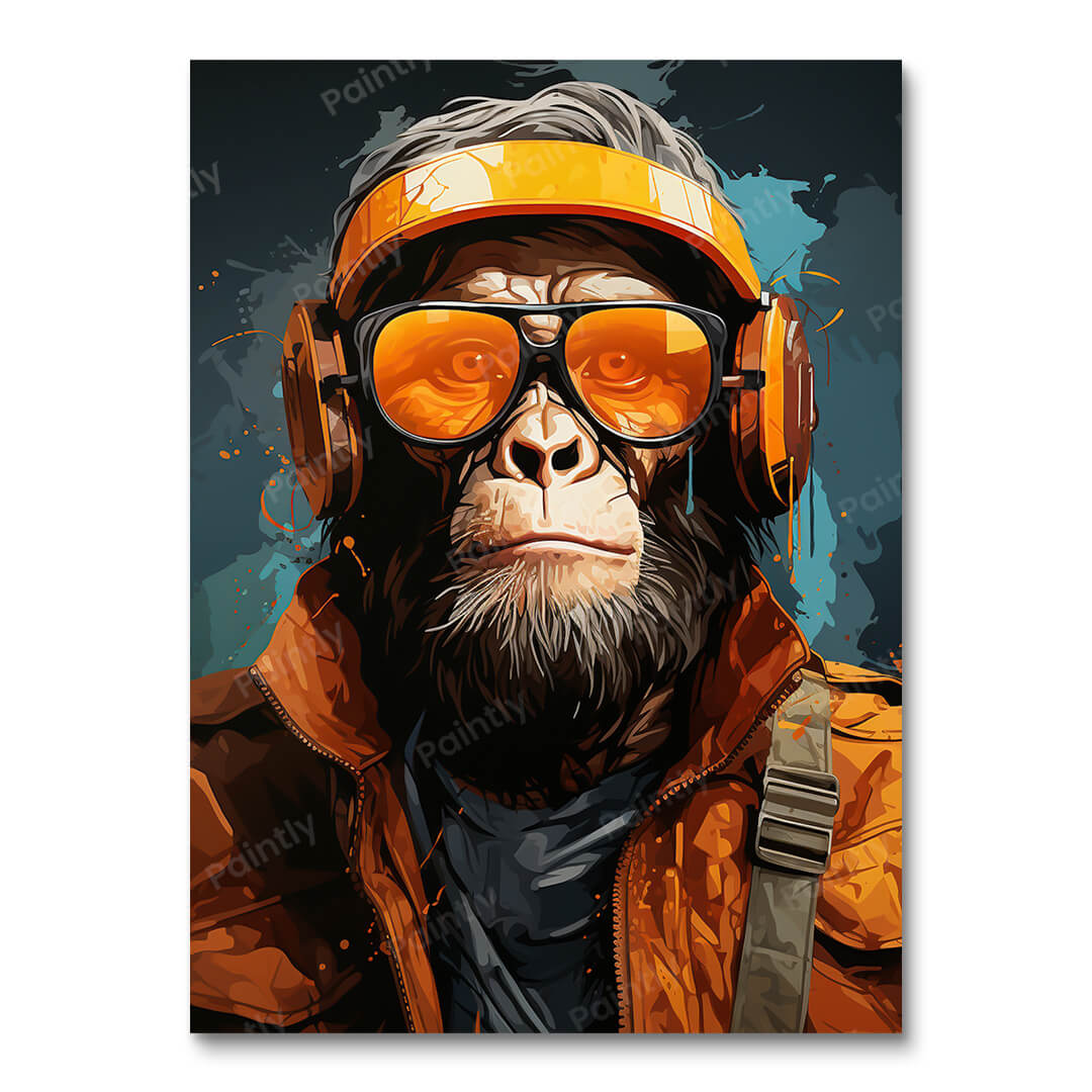 Rebel Rode Chimpansee (Diamond Painting)