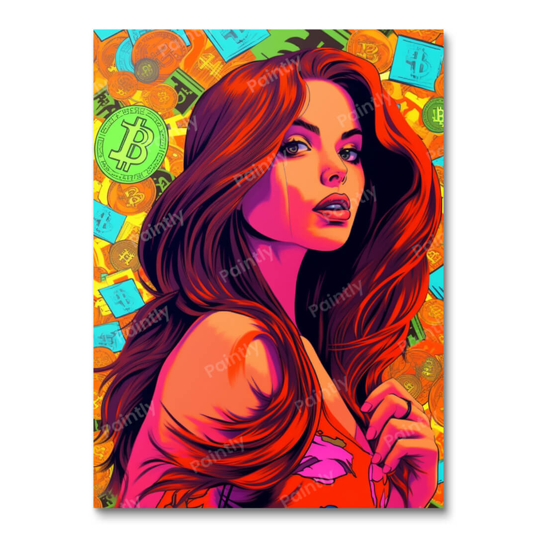 Bitcoin Pop Art Tattoo Meisje (Diamond Painting)