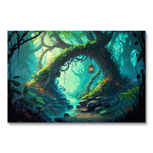 Misty Forest Stream Trail (diamantschilderij)