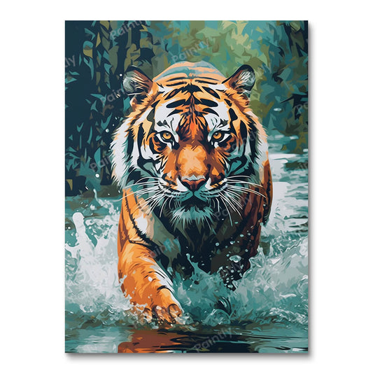 Tijger in de stroom (diamond painting)