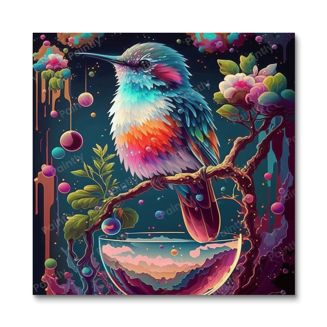Kolibrie Fontein Oase (Diamond Painting)