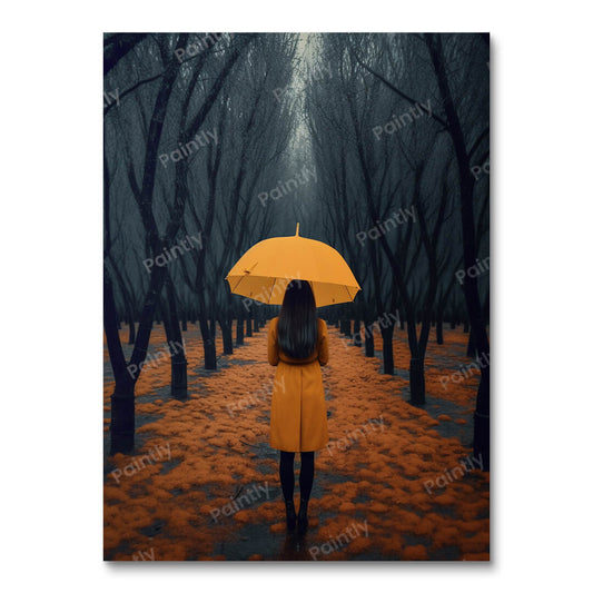 Geschilderde wandeling in de herfst (diamond painting)