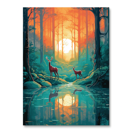 Herten in het bos III (diamond painting)