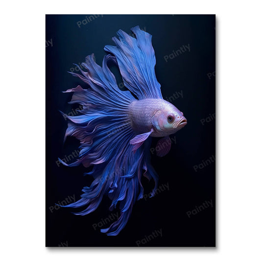 Blauwe Siamese vis (diamond painting)