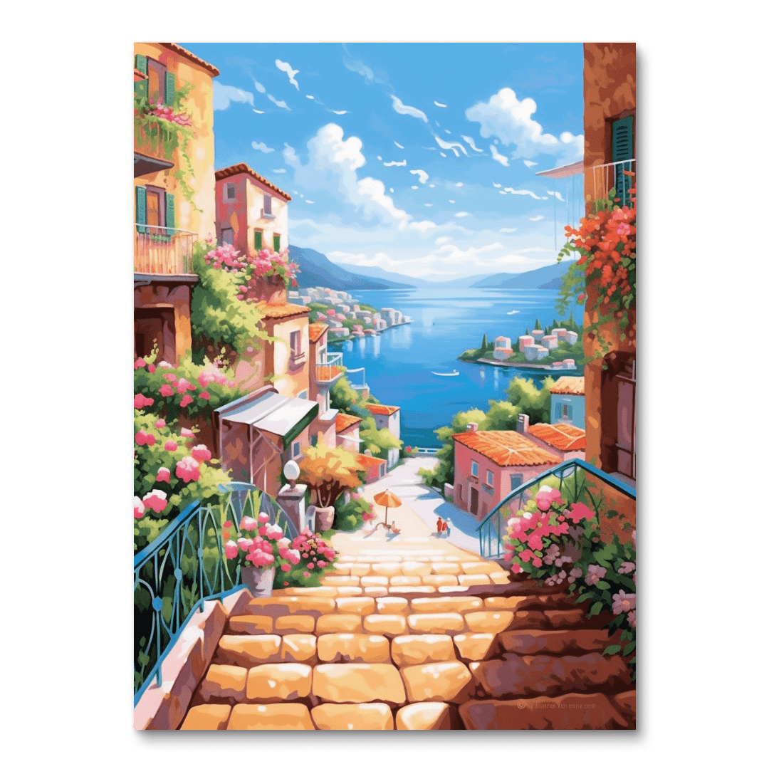 Italiaanse kuststad (diamond painting)