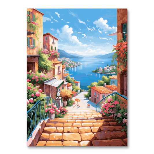 Italiaanse kuststad (diamond painting)