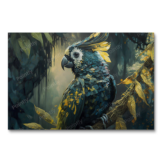 Matzwarte kaketoe VI (diamond painting)