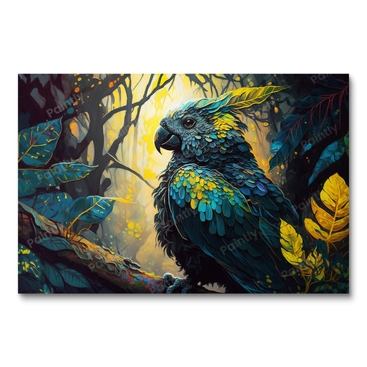Matzwarte kaketoe VII (diamond painting)