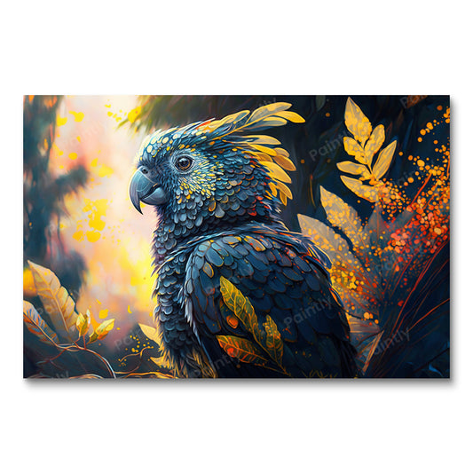 Matzwarte kaketoe XIII (diamond painting)