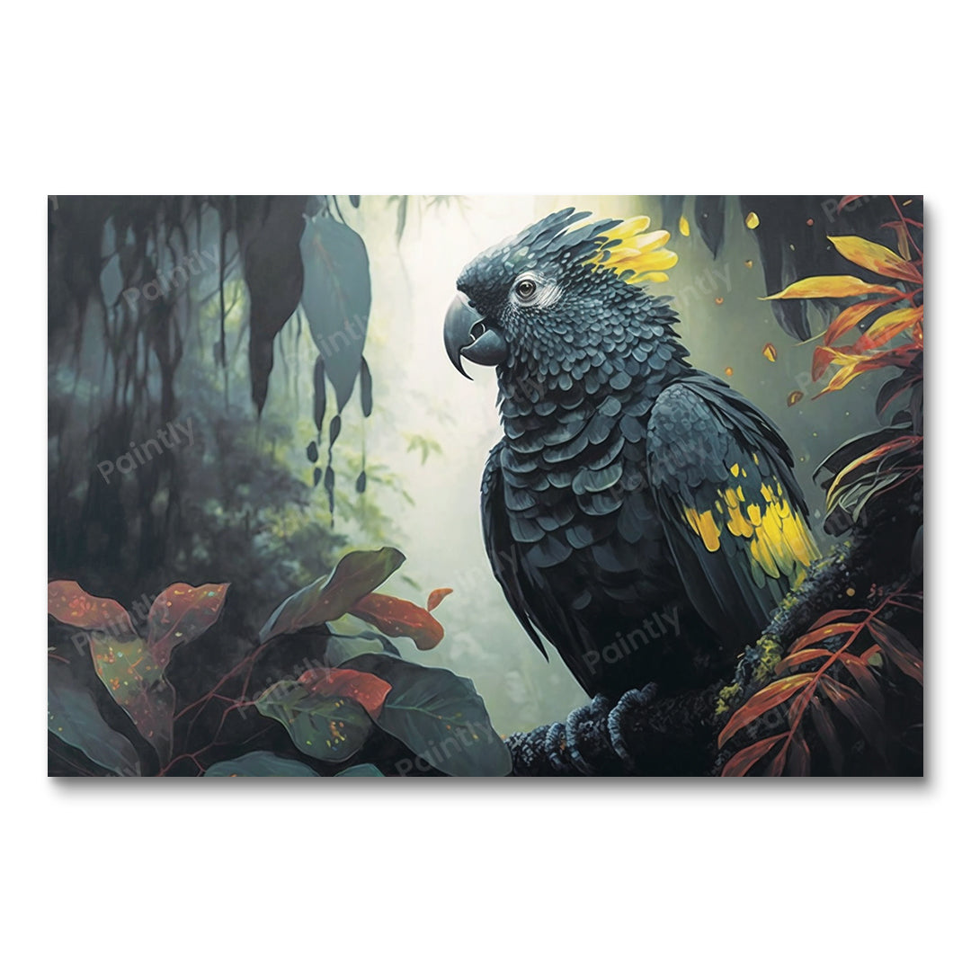 Matzwarte kaketoe XIV (diamond painting)