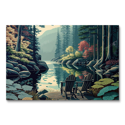 Stoelen aan het meer XIII (diamond painting)
