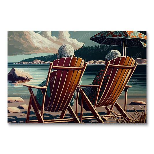 Stoelen aan het meer XV (diamond painting)