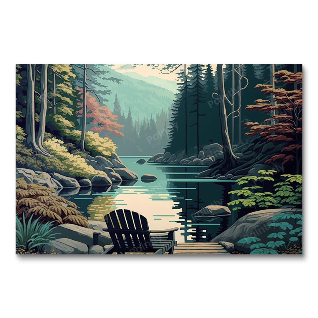 Stoelen aan het meer XVI (diamond painting)