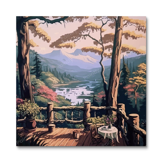Houten terras (diamond painting)
