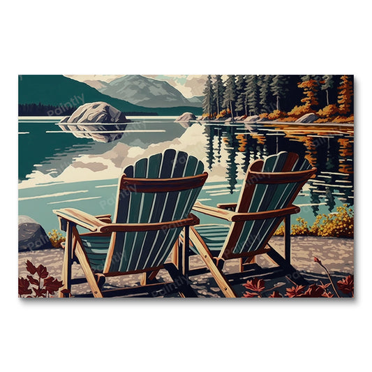 Stoelen aan het meer XVIII (diamond painting)