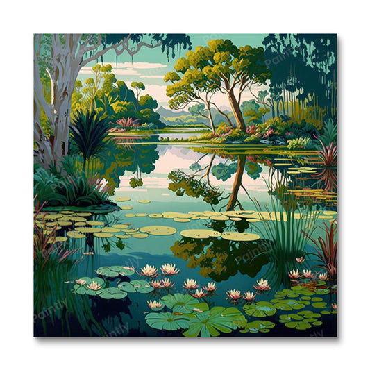 Schilderachtige vijver (diamond painting)