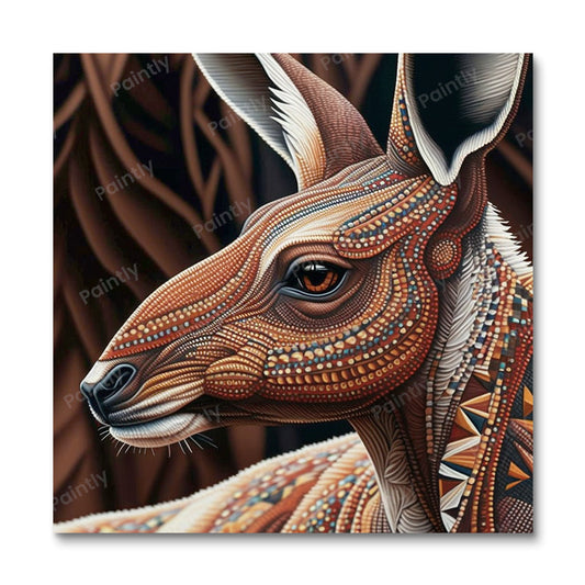 Aboriginal Kunst Kangaroo II (Diamond Painting)