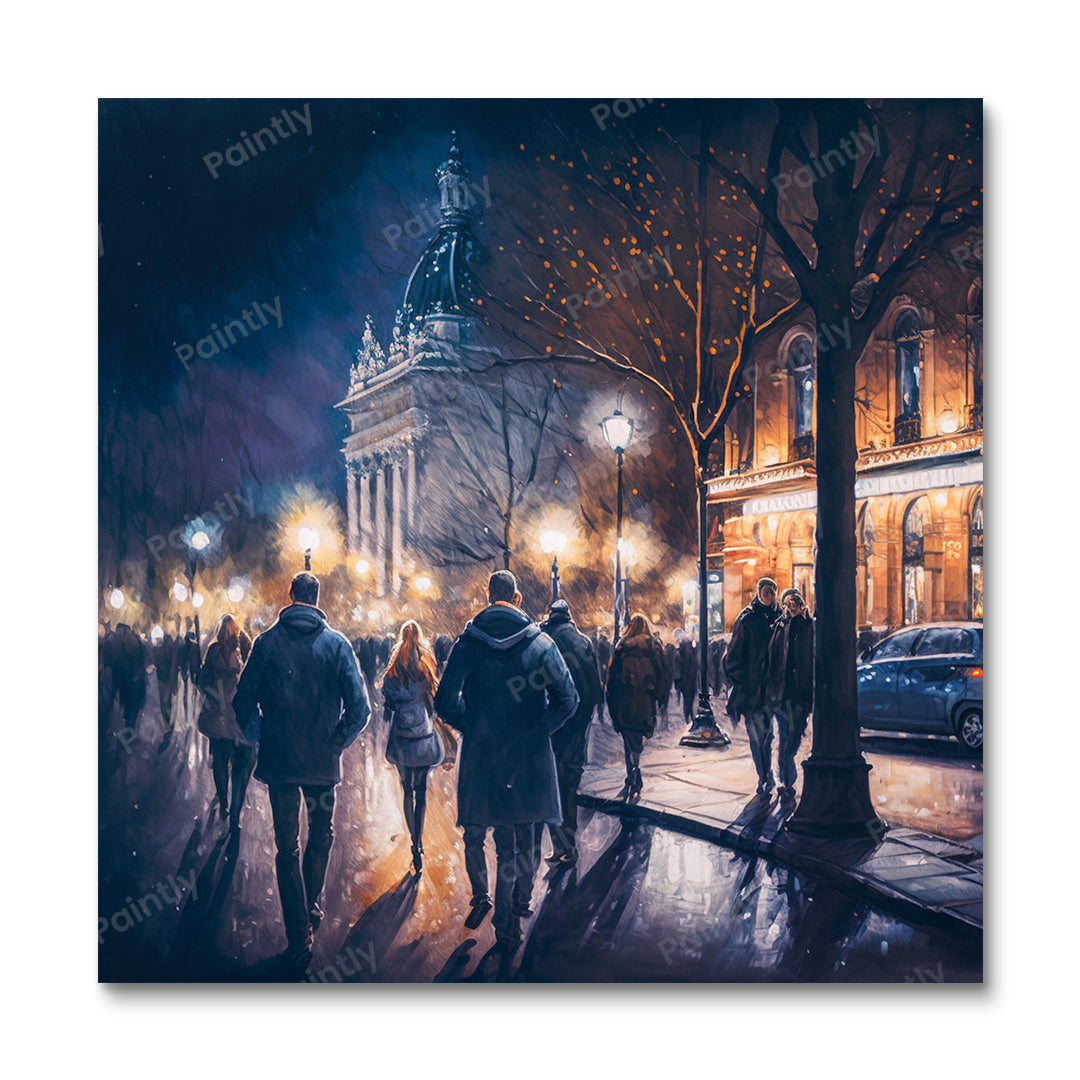 Night City Wandelingen I (Diamond Painting)
