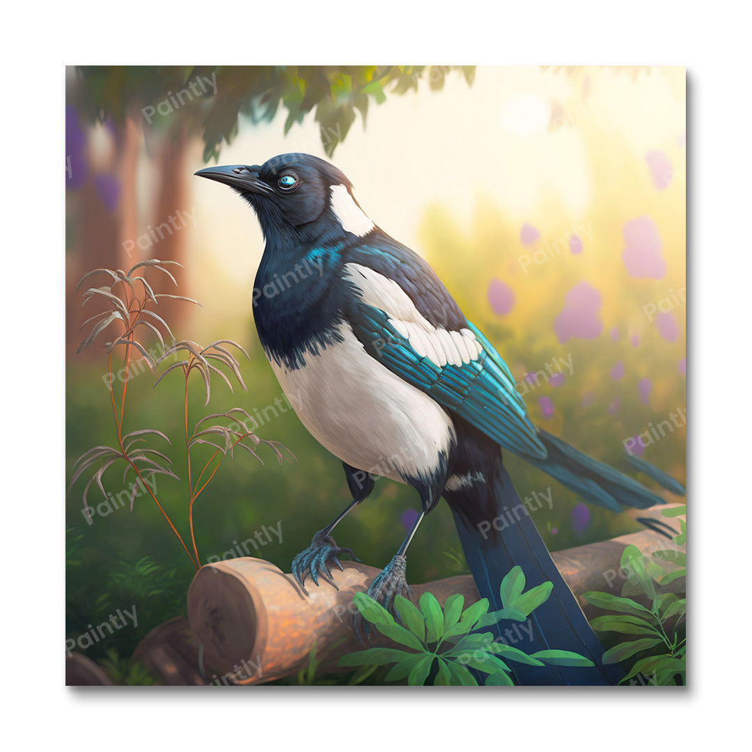Gevederde Fascinatie Ekster (Diamond Painting)