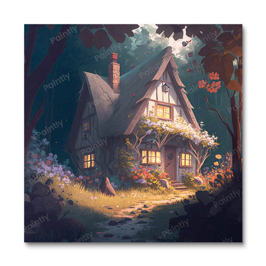 De Sunrise Cabin (diamond painting)