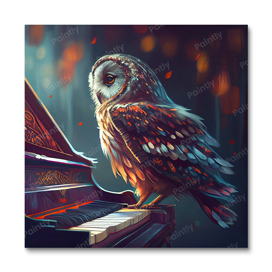 Uil die piano speelt II (diamond painting)