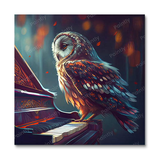 Uil die piano speelt II (diamond painting)