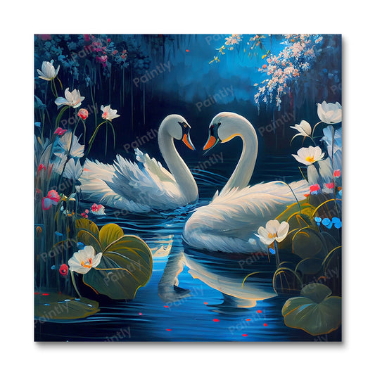 Verliefde zwanen I (diamond painting)