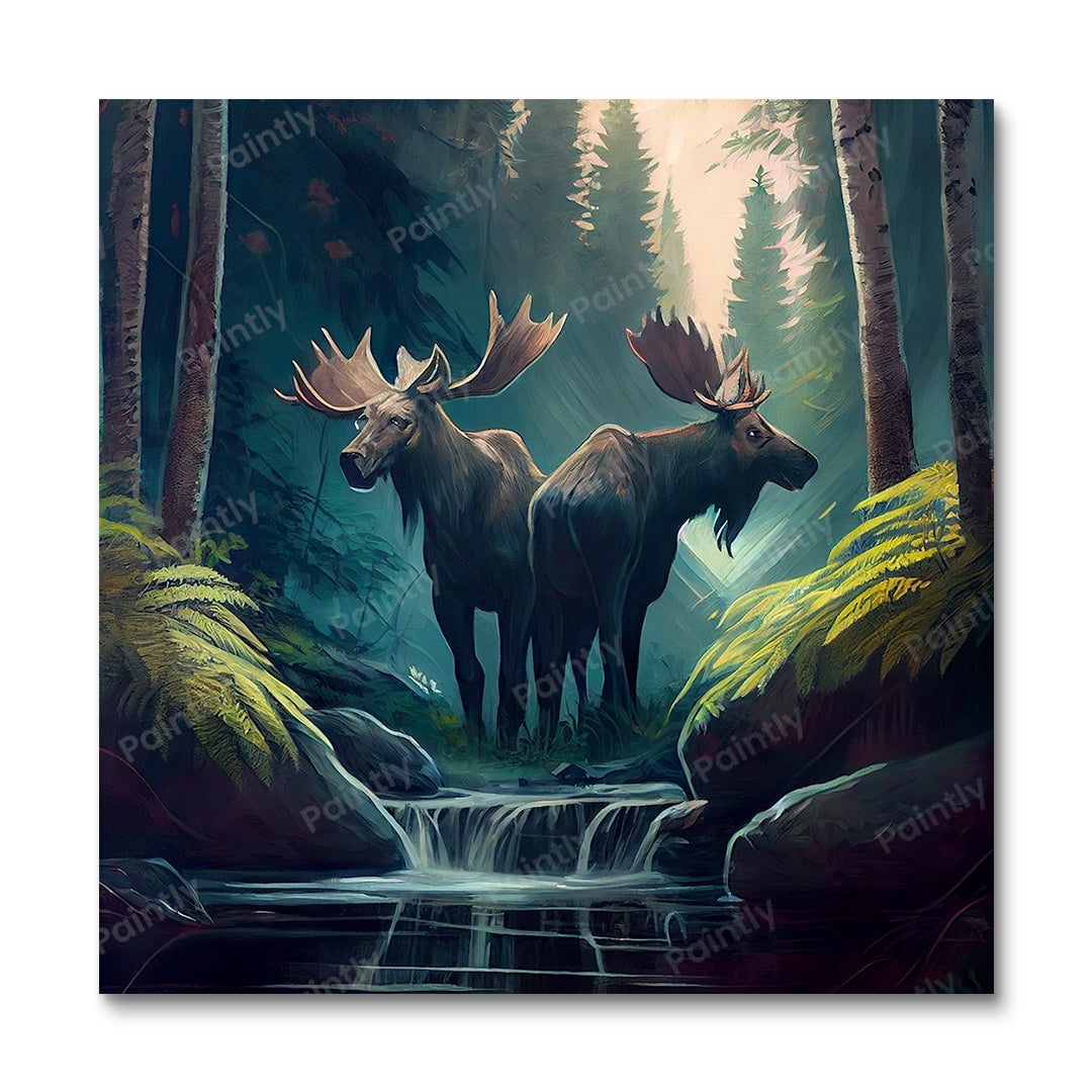Eland bij de stroom (diamond painting)