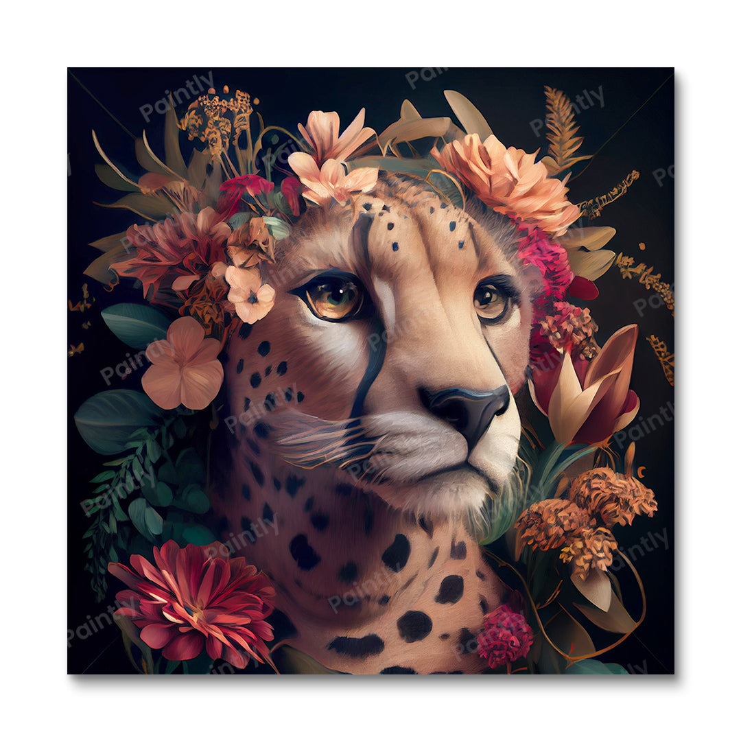 Floral Cheetah III van Kian (diamond painting)