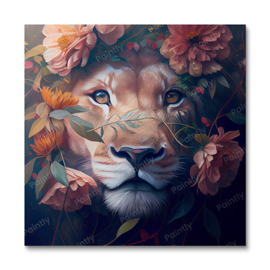 Floral Lion III van Kian (diamond painting)