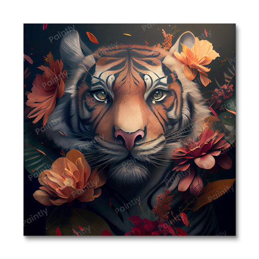 Floral Tiger III van Kian (diamond painting)