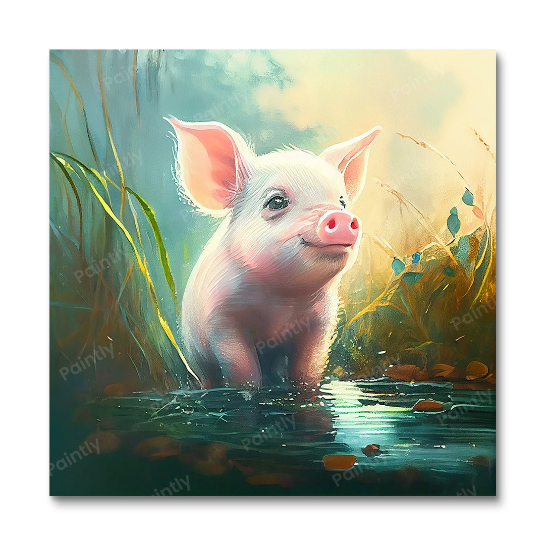 Schattig biggetje van Sage Patel (diamond painting)