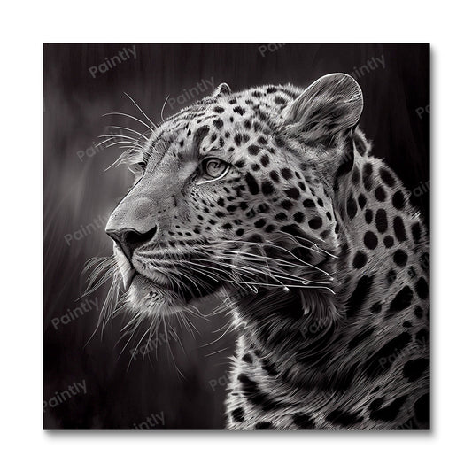 Zwart-wit Leopard I (Diamond Painting)