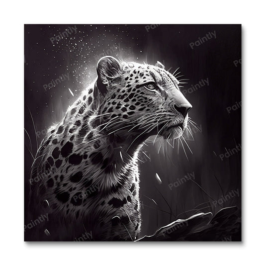 Zwart-wit Leopard II (Diamond Painting)