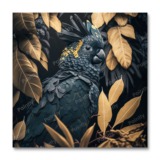 Mat zwarte kaketoe I (diamond painting)