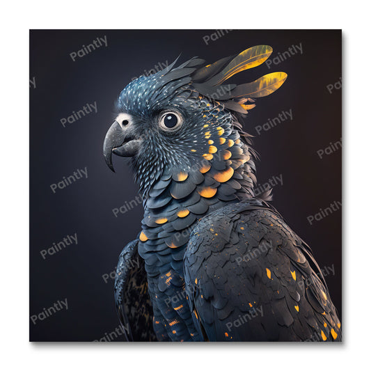 Matzwarte kaketoe III (diamond painting)