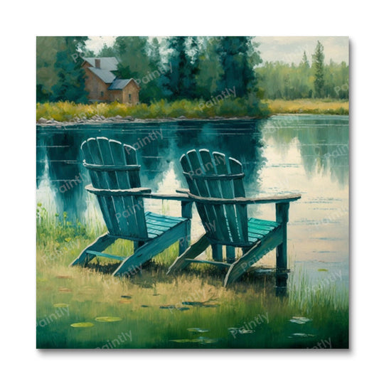 Stoelen aan het VI-meer (diamond painting)