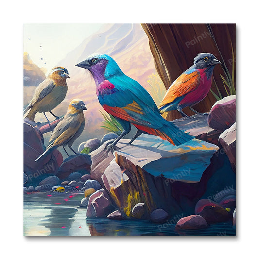 Vogels bij de rivier I (diamond painting)